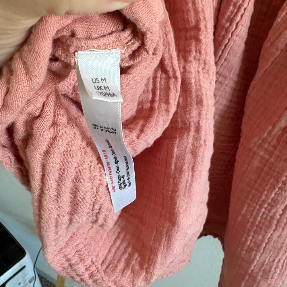 Free People Living For This Mini Dress Pink Cotton Gauze Boho Long Sleeve Medium - Picture 3 of 7
